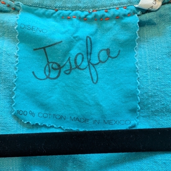 Josefa blue embroidery tunic made in Mexico sz L - Picture 9 of 15